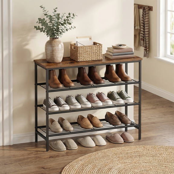 LEDREM Shoe Rack Four-layer Iron Wire Wtandard Part Whoe Rack