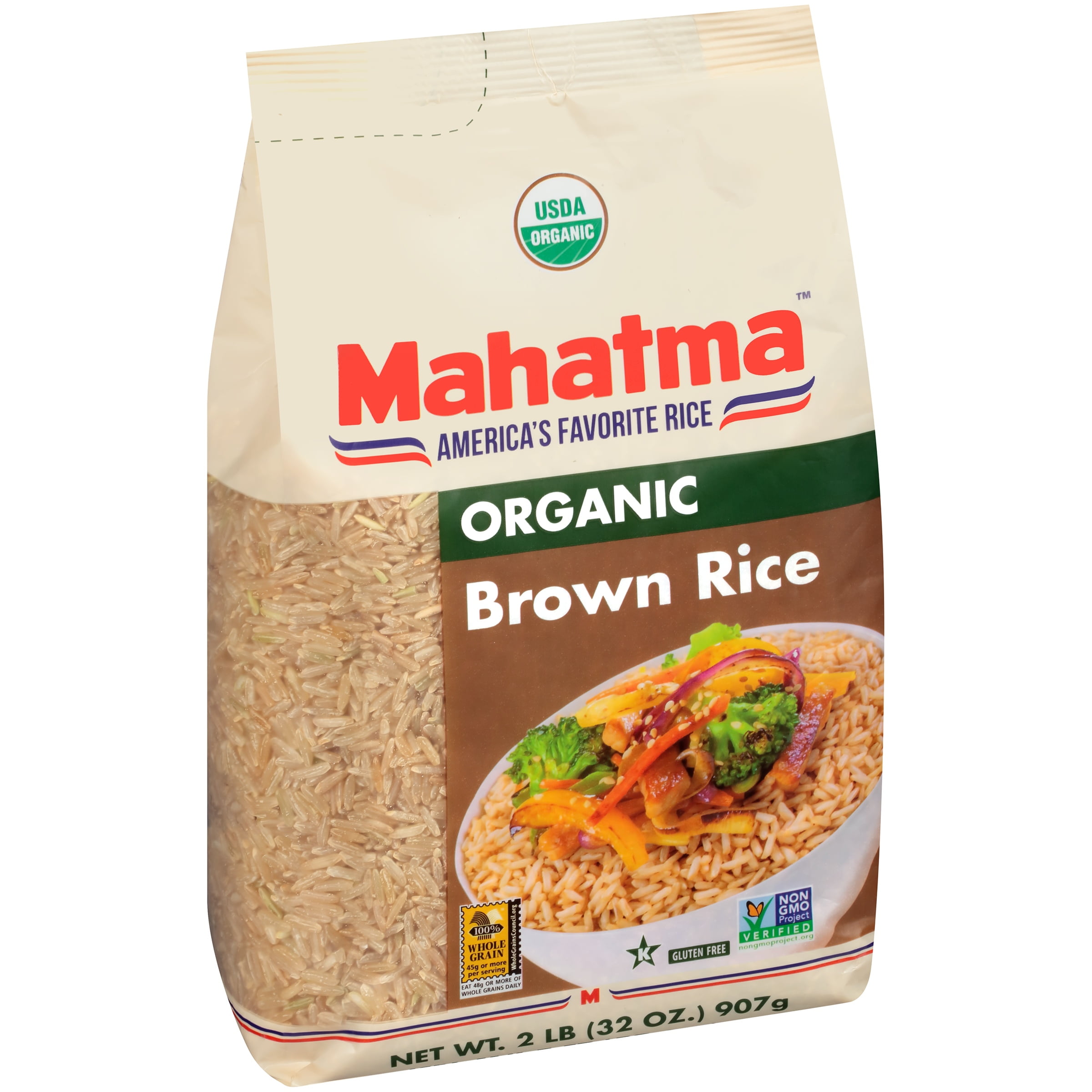 Mahatma Organic 100 Whole Grain Brown Rice 2 lb Bag