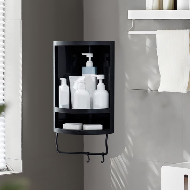 Estante esquinero para baño Perfecl soporte de almacenamiento impermeable estantes flotantes Negro