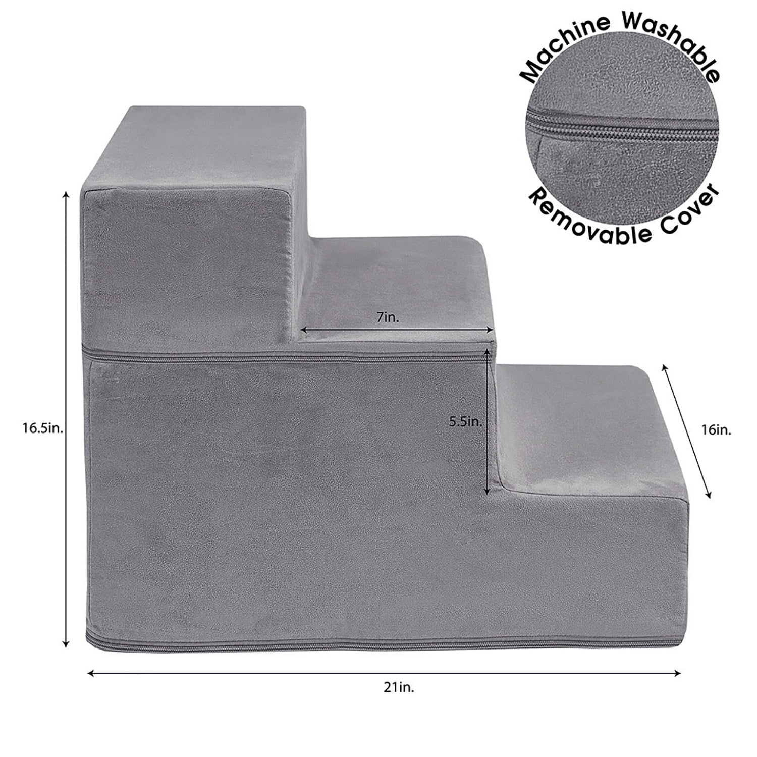 Pefilos 28" Dog Stairs for Small Pets with High-Density Sponge and Silicone Paw Prints, 4-Step Dog Ramp for Beds and Couch, Gray Pefilos 28" Dog Stairs for Small Pets with High-Density Sponge and Silicone Paw Prints, 4-Step Dog Ramp for Beds and Couch, Gray