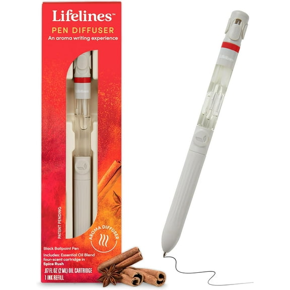 Lifeline Pen diffuser, with a flowering - 1mm black ballpoint pen and fragrant essential oil mixture