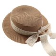 thumbnail image 1 of Circunferencia de la cabeza 48-51 cm Sombrero de copa para niños Sombrero de paja de encaje con tapa plana Sombrero de paja Sombrero para el sol para niños Verano, 1 of 5