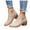 Khaki, variant on Women's Hollow Out Ankle Boots Chunky Mid Heel Slip On Chelsea Booties Lightweight Dress Shoes with Side Zipper Blue Size 6