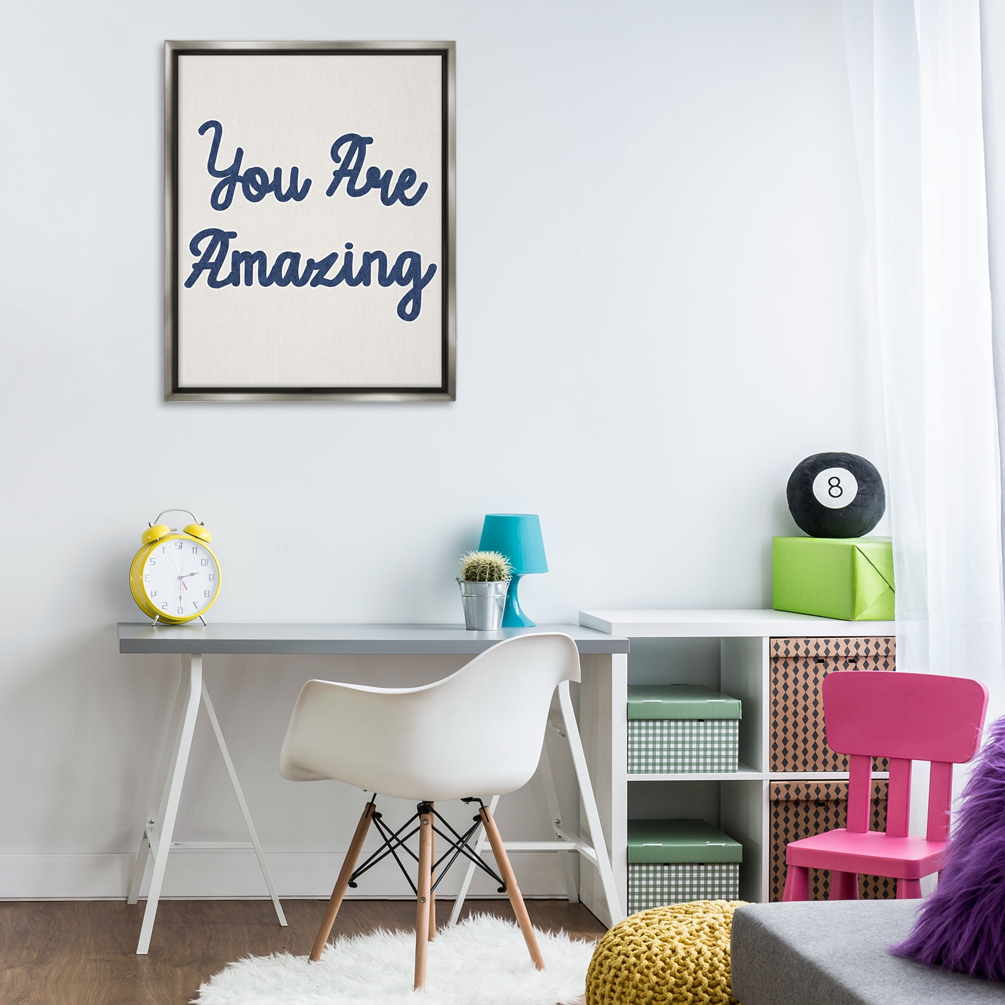 Stupell Industries You Are Amazing Phrase Typography Painting Gray Floater Framed Art Print Wall Art, 25 x 31