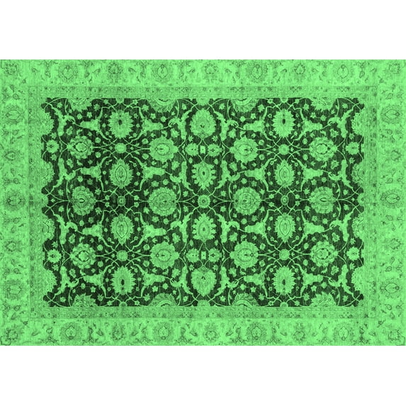 Ahgly Company Indoor Rectangle Oriental Emerald Green Traditional Area Rugs, 8' x 12'