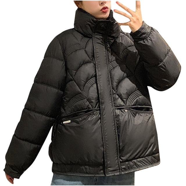 Chaqueta de invierno de algodón para mujer, informal, sin capucha, de manga larga, con capucha y cierre de cremallera.