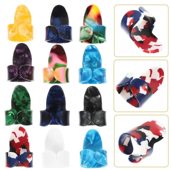 DRAFIDEEP 12-Pcs Guitar Finger Picks Assorted Color Xylonite Nylon For Electric Guitar Index Finger Style