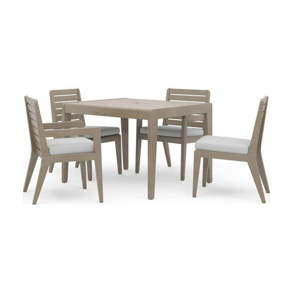 Homestyles Sustain Wood Outdoor Dining Table and Four Chairs in Gray