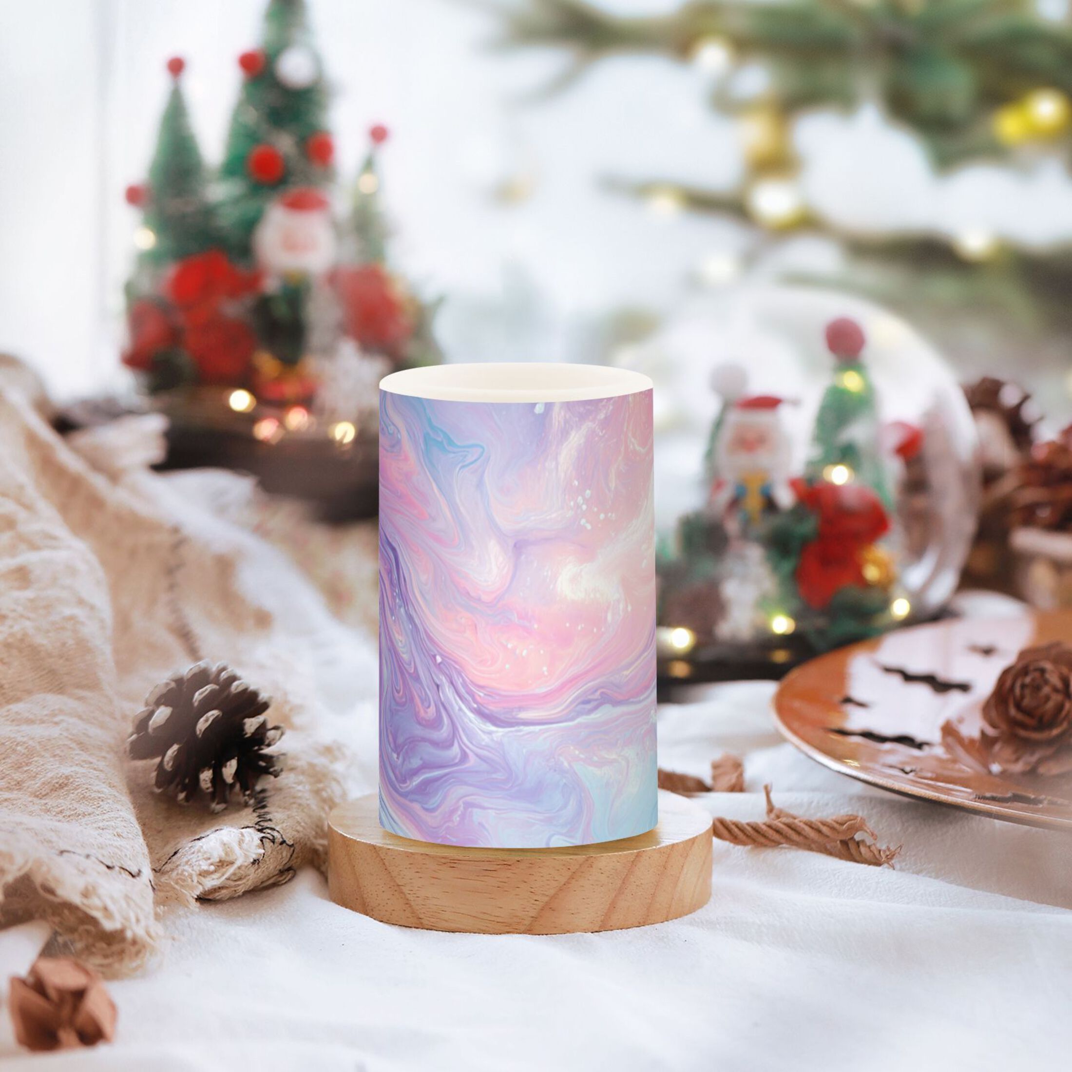 Mixture Colored with Purple Blue Pink Flickering Flameless Candles LED Tealight Battery Operated with Remote Set of 2 Holiday Decor Ornaments