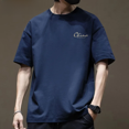 thumbnail image 1 of Camiseta de manga corta para hombre de estilo americano, 200 g, algodón puro, color sólido, gruesa, no transparente, corte holgado, moderna, 1 of 4