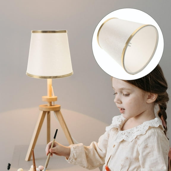 Tineasur Beige Fabric and Iron Clip on Lamp Shade for Table Wall and Floor Lamps with Elegant Soft Light