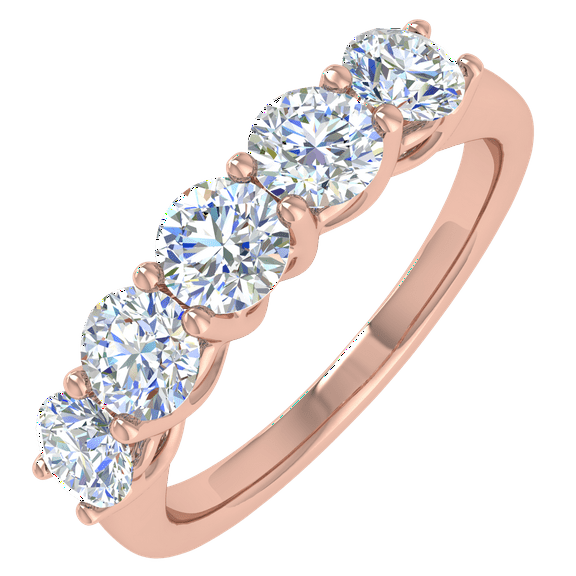 1 Carat (ctw) 5-Stone Diamond Wedding Band Ring in 14K Rose Gold (Ring Size 4.25)