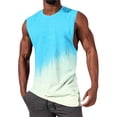 thumbnail image 5 of cocolona Mens Loose Tank Tops Summer Sleeveless Crew Neck Gym Workout Muscle T-shirts Vacation Beach Gradient Print Tees, 5 of 5