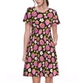thumbnail image 1 of Vsdgher Robes Maxi Midi Décontractées Fraise pour Femmes Été 2025 Manches Courtes Légères Col Rond Robe de Plage, 1 of 6
