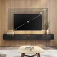 thumbnail image 2 of FITUEYES Meuble Télé Flottant Noir, Console Multimédia Moderne de 70 Pouces Centre de Divertissement avec 3 Portes Rabattables pour Salon, Chambre, 2 of 6