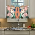thumbnail image 2 of Yayeee Kitchen Curtains Light Filtering 27"x24" Rod Pocket Short Cafe Window Panel, Art City, 2 of 7