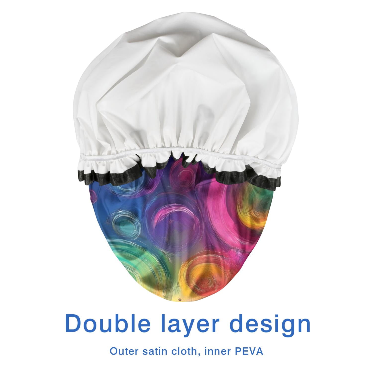 Shower Caps,Colorful Tie Dye Circular Spiral Pattern Waterproof Shower Cap for Women 4 Pieces,Double Reusable Hair Cover for Shower PEVA Elastic Stretch Hem