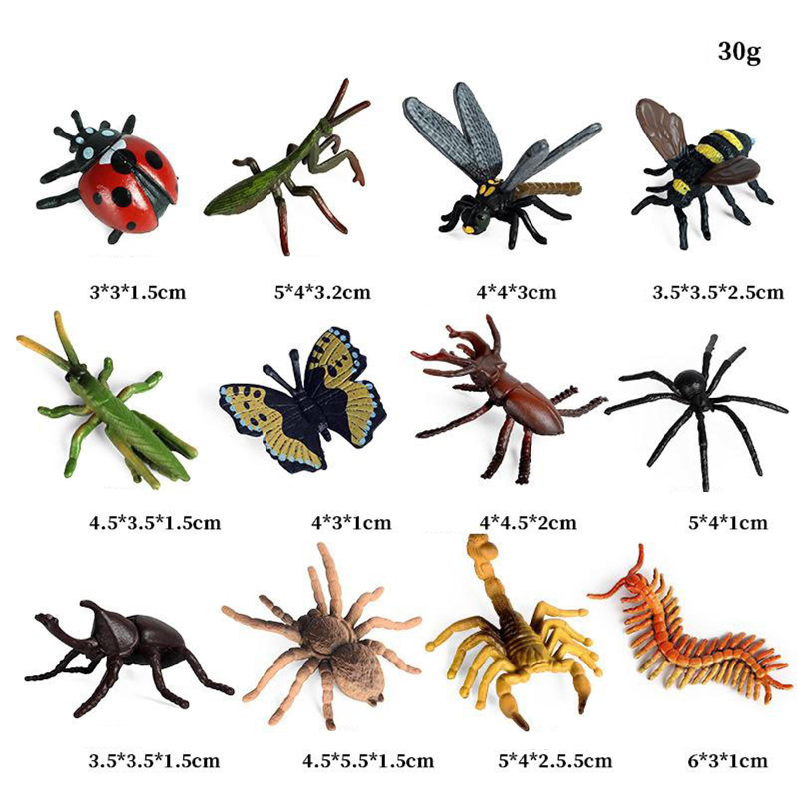 Details about   12pcs Plastic Insect Model Figures Toys Bugs Scorpion Bee Jungle Decors Gift kid 