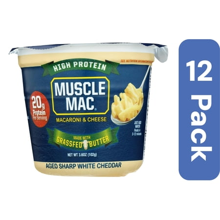 Muscle Mac Mac and Cheese Microwave Cup Cheddar 3.6 oz (Pack Of 12)