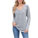 thumbnail image 2 of Ailaofu Women Tops Long Sleeve Shirts V Neck Loose Fit Soft Casual Solid Color T-Shirts Fall Clothing, 2 of 6