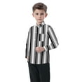thumbnail image 4 of Oxford Dress Shirts for Boys Striped Long Sleeve Collared Button Up Shirt with Chest Pocket School Uniform (4-5 Years, Black 01), 4 of 7