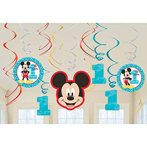 amscan 1st Birthday Mickey Mouse Swirl Decorations 12Count Party Supplies  Mickey Fun to Be One! One Size, Multicolor (671833) | Walmart Canada