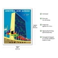 thumbnail image 2 of United Nations Building New York - United Air Lines - Vintage Airline Travel Poster by Joseph Binder c.1957 - Fine Art Matte Paper Print (Unframed) 16x20in, 2 of 4