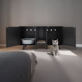 thumbnail image 2 of Pefilos 47" 2-Door Cat Litter Box Enclosure with Winding Entry and Scratching Board, Hidden Cat House Washroom Furniture, Black, 2 of 8