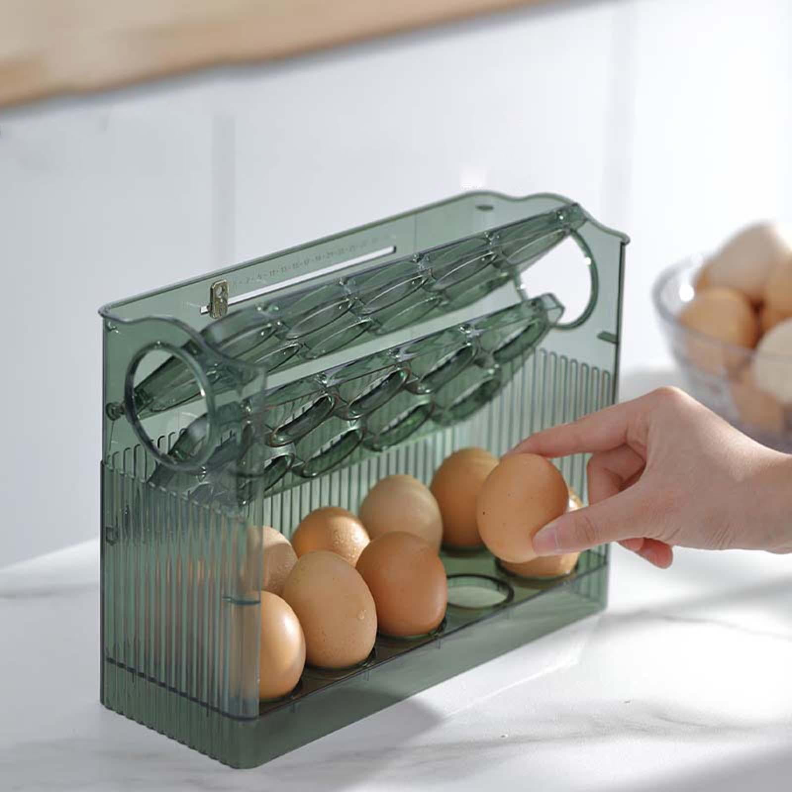 3 Layer Egg Storage Container,Egg Fresh Storage Box,Egg Holder Egg Tray for Kitchen Countertop Green