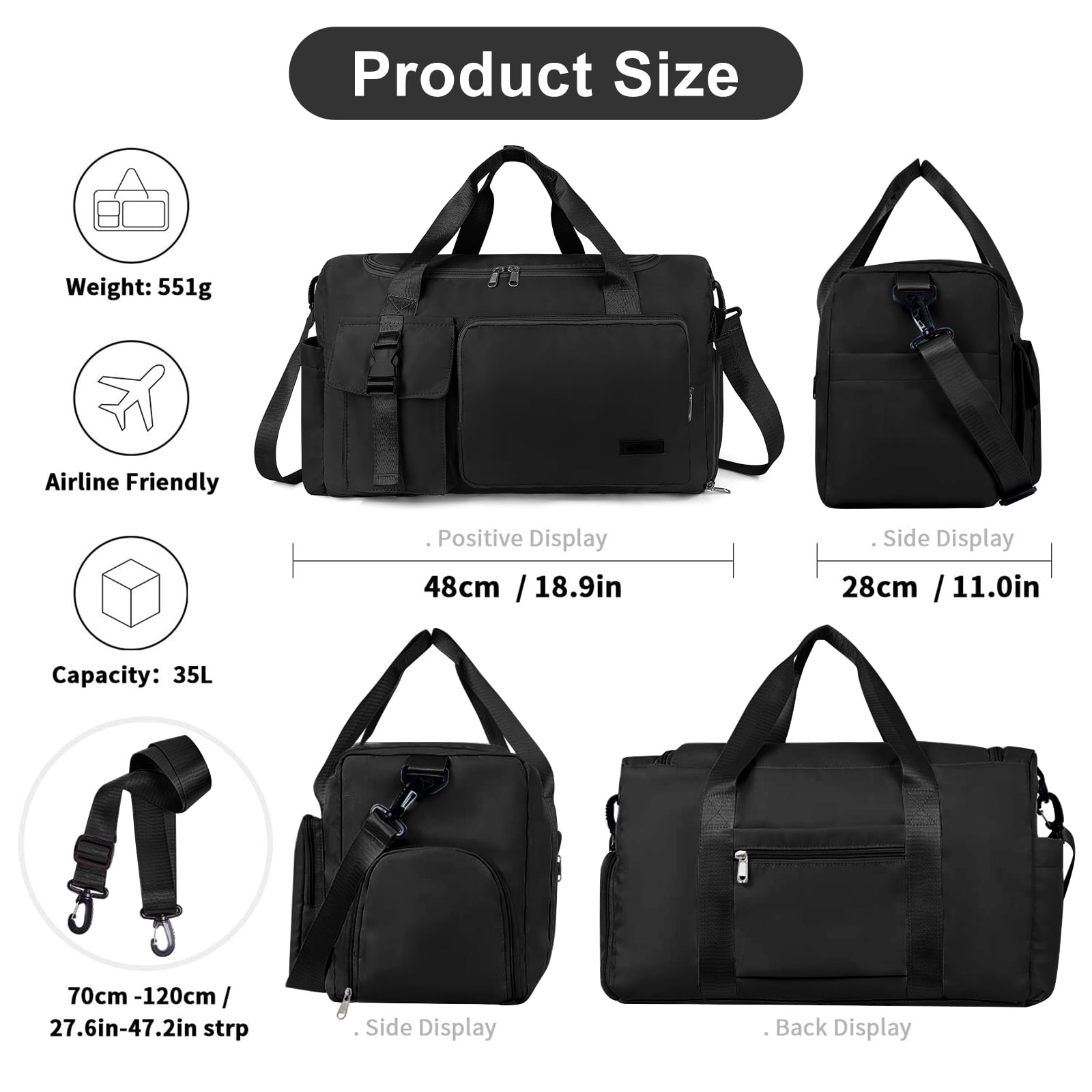 Gynky Duffel Bag 4 in 1 Travel Backpack Duffle Bag Weekender Bags for Women Gym Bag with Shoe and Wet Compartment Carry On Dance Bag