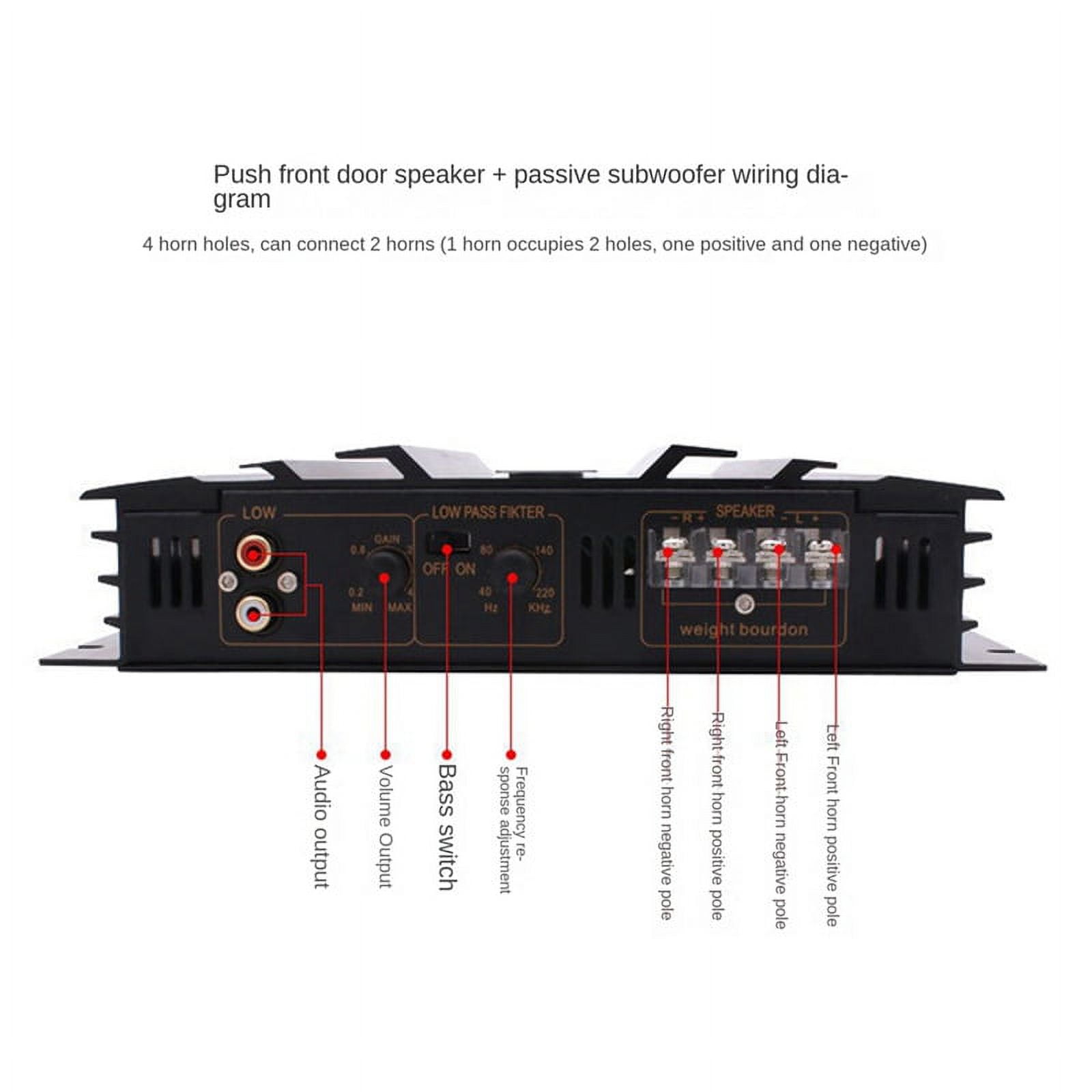 3800W High Power Car Sound Amplifier 2-Channel Car 12V Amplifier Stereo Car Audio Receiver for Car Audio Modification