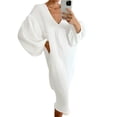 thumbnail image 2 of Women Nightdress, Long Sleeve V-neck Loose Sleepwear Loungewear, 2 of 8