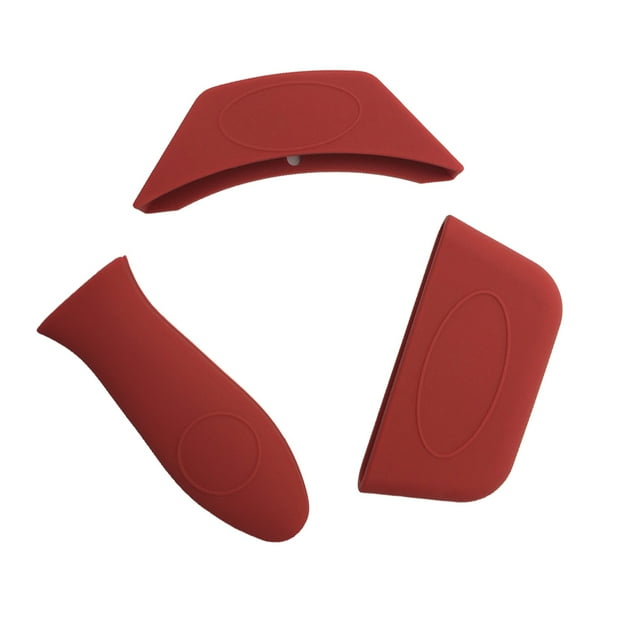 Billuyoard Protector de mango de 3 piezas, antideslizante, antideformación, manga de agarre de sartén, accesorio de cocina resistente al Herramientas y accesorios para hornear rojo