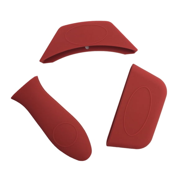 Billuyoard Protector de mango de 3 piezas, antideslizante, antideformación, manga de agarre de sartén, accesorio de cocina resistente al Herramientas y accesorios para hornear rojo