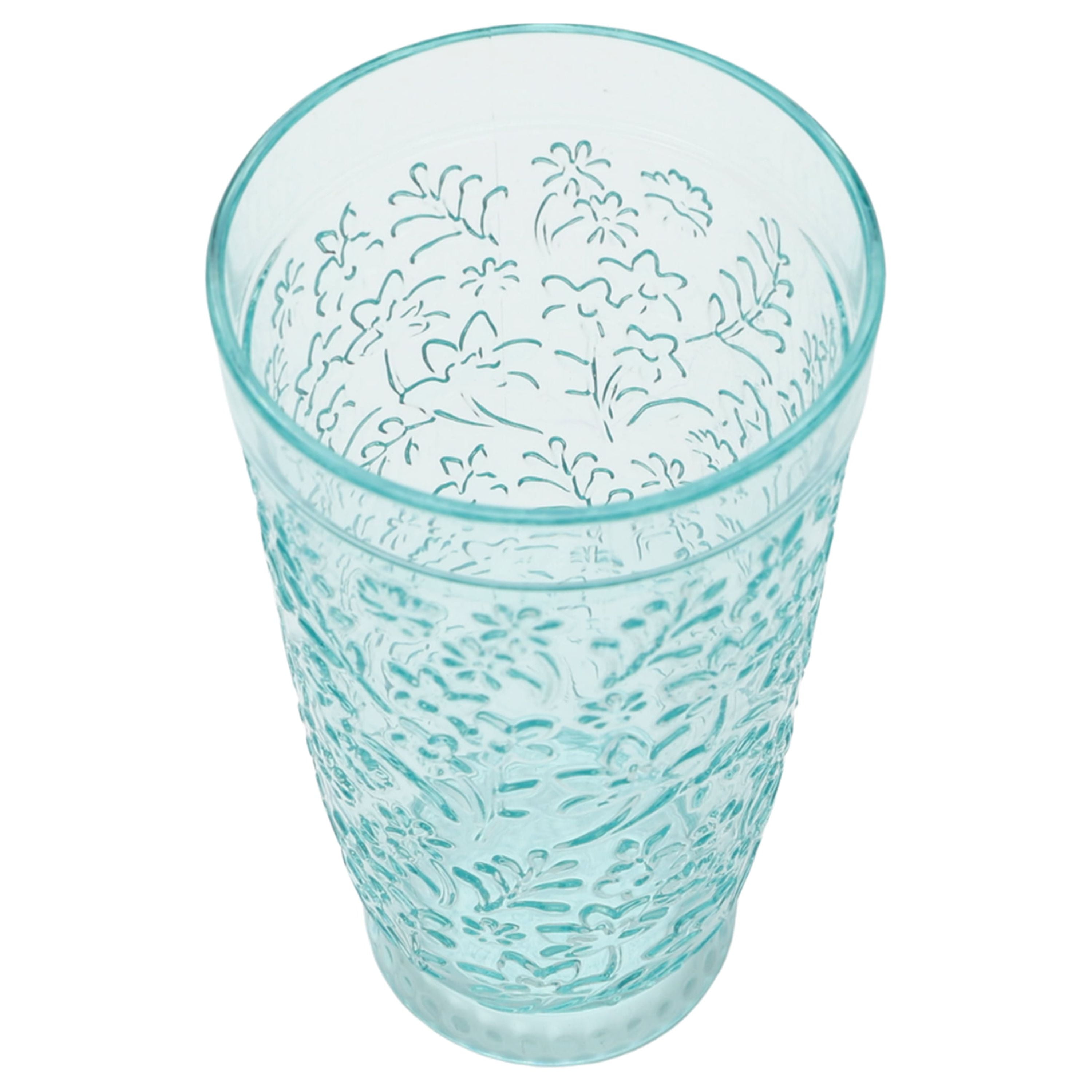 (2 pack) The Pioneer Woman 24-Ounce Embossed Tritan Ditsy Tall Tumbler, Teal