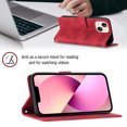 thumbnail image 5 of Feishell for Apple iPhone 13 6.1 inch Wallet Case with Wrist Strap,Flip Cover with Embossed Pattern PU Leather Kickstand Credit Card Slots Magnetic Clasp Folio Purse Phone Case,Red, 5 of 7