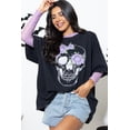 thumbnail image 5 of Women's Black Floral Skull Graphic Tunic T-Shirt for Halloween | [ZhiHiMeRi] | (US 12-14)L, 5 of 10