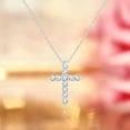 thumbnail image 2 of JeenMata Shared-Prong 0.10 TCW Round Shape Diamond Pave Style Cross Pendant Necklace in 18K White Gold Plating over Silver, 2 of 6