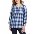 thumbnail image 2 of Wrangler Womens Blouse Plaid 3/4 Sleeves Lightweight Elastic Cuffs, 2 of 7