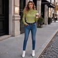 thumbnail image 5 of Women's Lace Mock Neck Top Long Sleeve Floral Sheer Blouse Slim Fit Layering Shirt with Scalloped Edge for Daily Wear, 5 of 5
