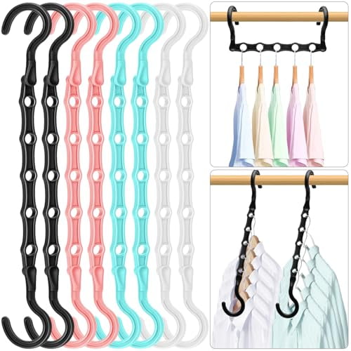 Closet Organizers and Storage,Sturdy Space Saving Hanger for Heavy Clothes,Upgraded Cascading Hangers,Magic Closet Organization Clothes Hangers,College Dorm Room Essentials for Girls,8 Pack