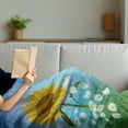 thumbnail image 3 of Sunflower Soft Flannel Fleece Throw Blanket, Grunge Floral Illustration Flowers and Chamomiles Pastel Summer Art, Cozy Plush for Indoor and Outdoor Use, 50" x 70", Blue Yellow Green, by Ambesonne, 3 of 5