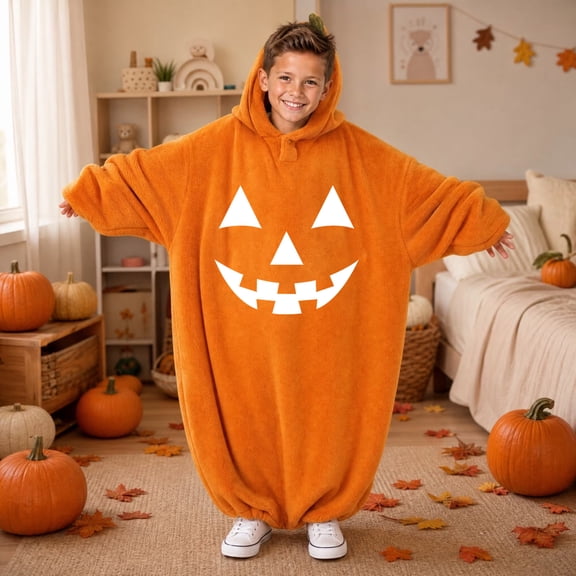 Grblisyd Halloween Pumpkin Costume for Kids Long Sleeve Loose Jumpsuits Casual Fashion Loungewear