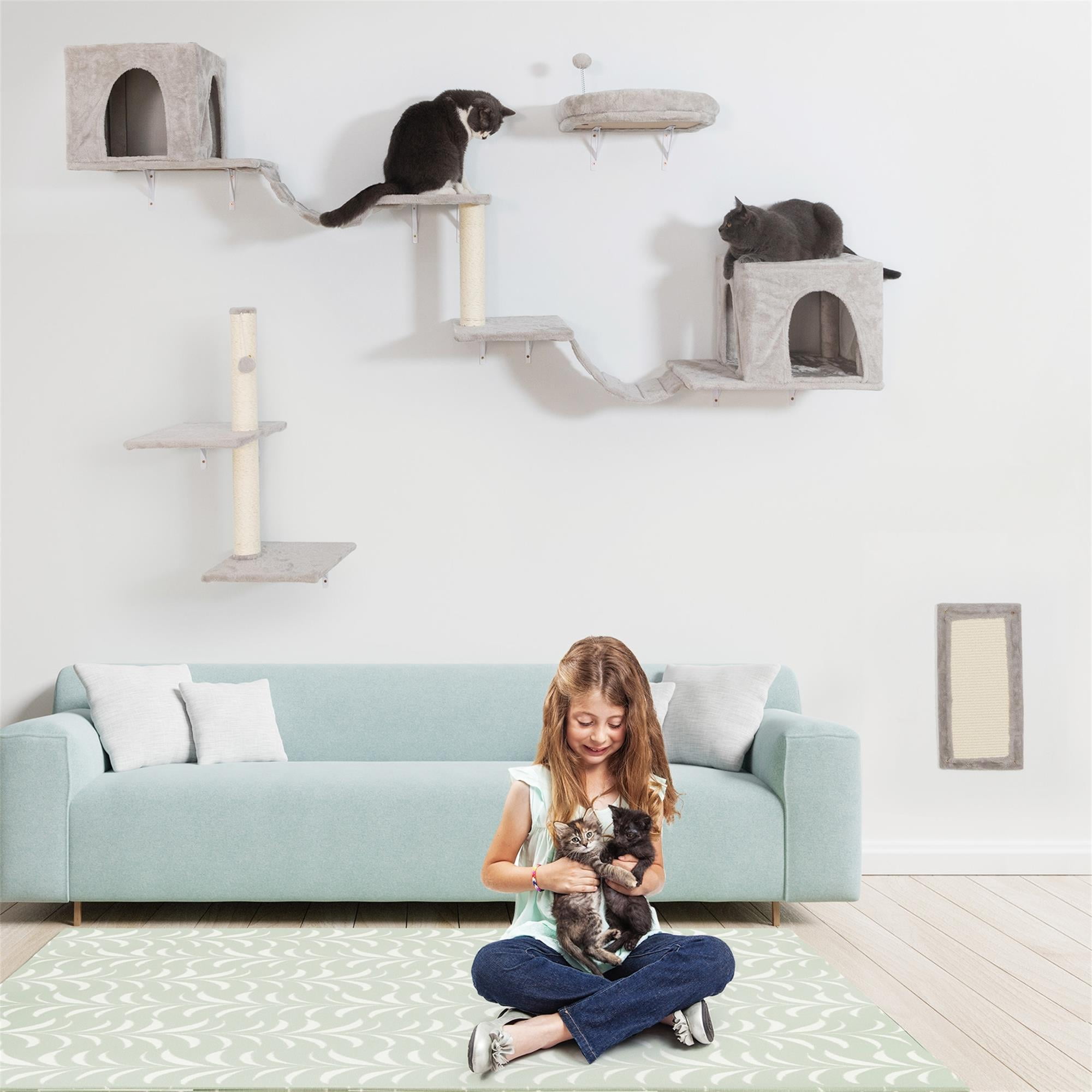 Pefilos Cat Wall Shelves and Perches Set for 6, Cat Tree House for Indoor Cats, Modern Furniture for Cat Sleeping Playing Lounging Climbing Cat Condos, Light Gray Pefilos Cat Wall Shelves and Perches Set for 6, Cat Tree House for Indoor Cats, Modern Furniture for Cat Sleeping Playing Lounging Climbing Cat Condos, Light Gray