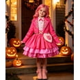 thumbnail image 5 of Satmonnus G'irls Pink Princess Dress Costumes, K'ids Pink Costume Contains Coat, Dress, Waist Belt, Heart Bag & Chain for Cosplay, Halloween Christmas Birthday Cosplay Party, 5 of 7