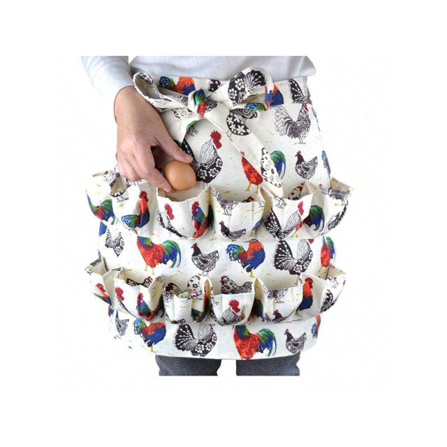 1PC Egg Gathering Apron, 12 Pockets Chiken Eggs Holding Aprons Duck Goose Quail Dove Egg Holder Easter Egg Collecting Bib