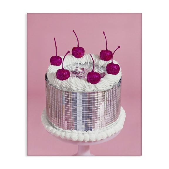 Stupell Industries Disco Pattern Cake Food & Beverage Painting Wrapped Canvas Art Print Wall Art, 16 x 20