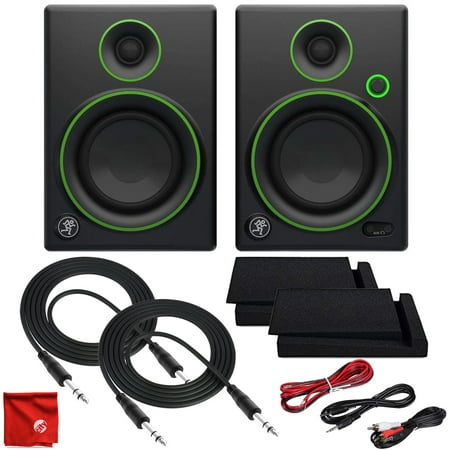Mackie CR4 4-Inch Creative Reference Multimedia Monitors with Foam Isolation Pads and 2X 10ft TRS (Best Monitor Isolation Pads)