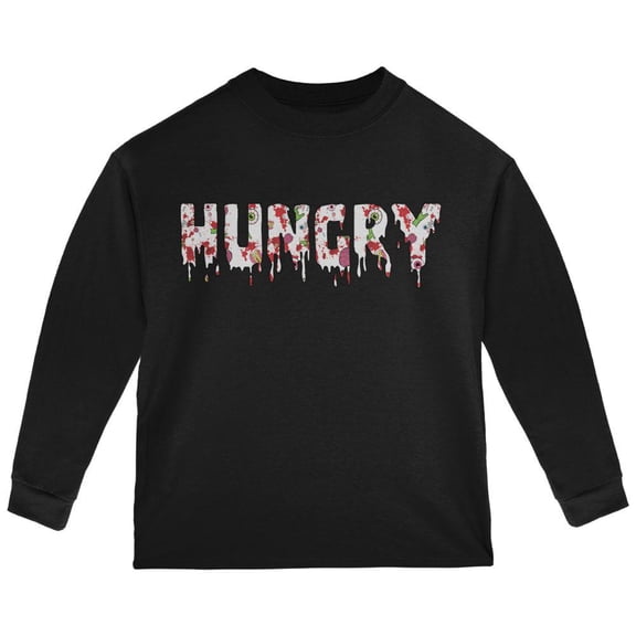Halloween Hungry Zombie Pattern Toddler Long Sleeve T Shirt Black 3T