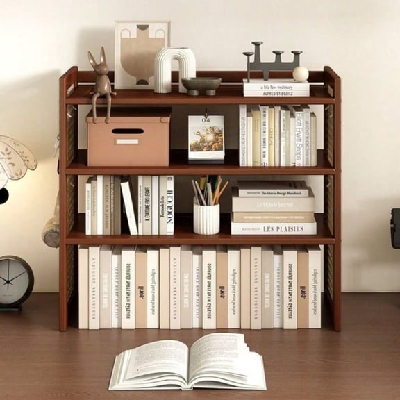 3-Tier Wood Desktop Bookshelf Organizer with Pegboard and Cup Holder for Office